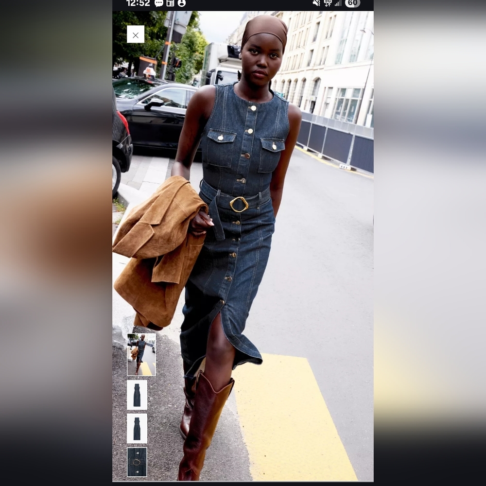 Zara Blue Denim Button-Down Midi Dress